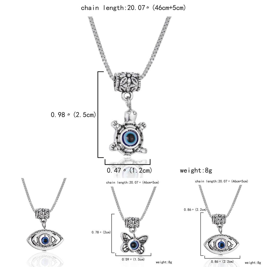 Butterfly And Elephant Alloy Pendant Chain With Blue Eyes For Trendy Fashion