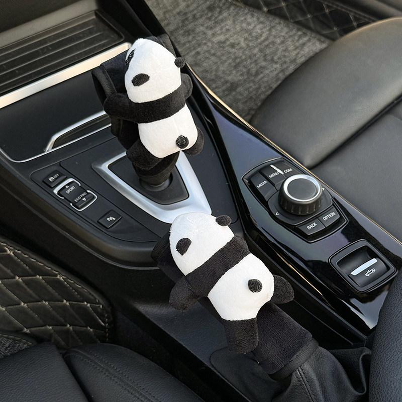 Cute Cartoon Panda Plush Universal Car Steering Wheel Cover Auto Seat Belt Cover Imitate Lamb Wool Winter Car Accessories