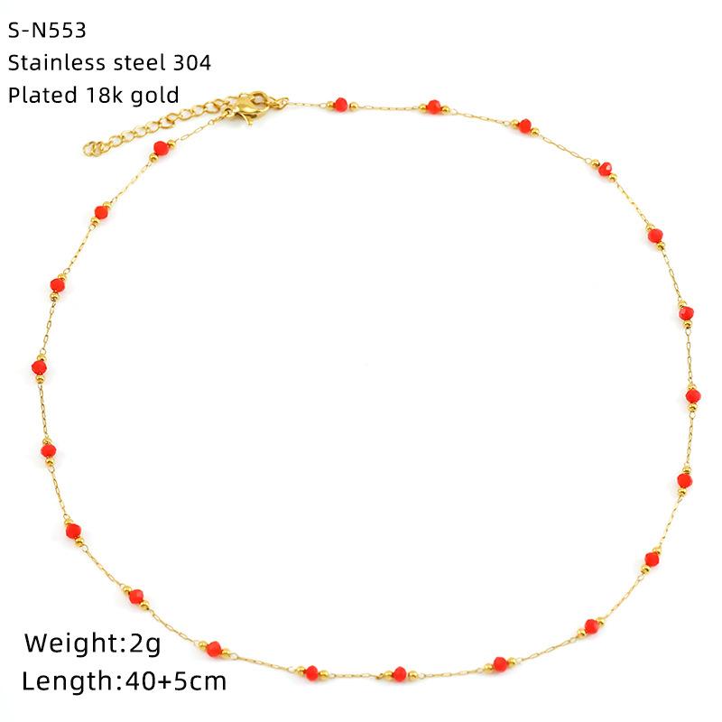 Halskette aus Edelstahl mit glasierten Perlen und Kristallen, süße türkisfarbene Natursteinkette, Persönlichkeit, hochwertige Schlüsselbeinkette