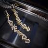 Silver Needle Fashion Temperament Asymmetrical Diamond-set Letter Earrings New Personalized Jewelry Women