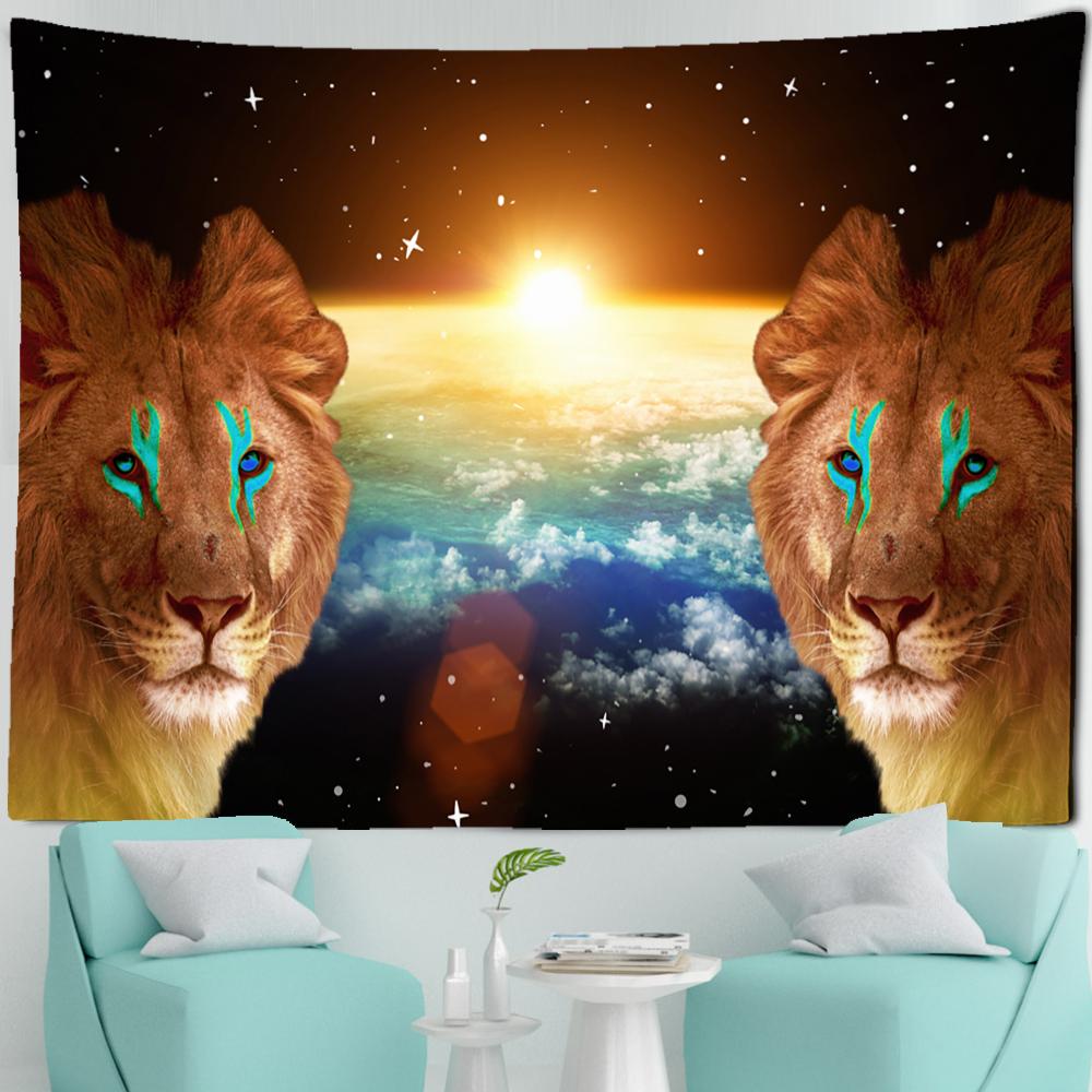 Картина маслом Лев гобелен настенный животное психоделическое колдовство богемный стиль — фото 5
