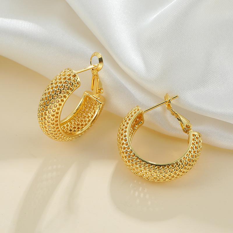 Huazi Style Zircon Stud Earrings for Women - Gold-Plated, Non-Fading Luxury Jewelry