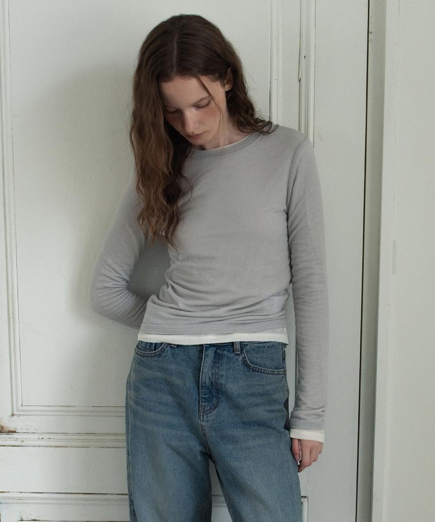 WAARFORWOMAN Wt-96 Mild Cashmere T-Shirt_Gray