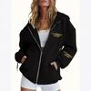 European and American Foreign Trade Letter Printing Hooded Sweater Autumn and Winter Fashion Casual Zipper Sweater Jacket 5046 Printing