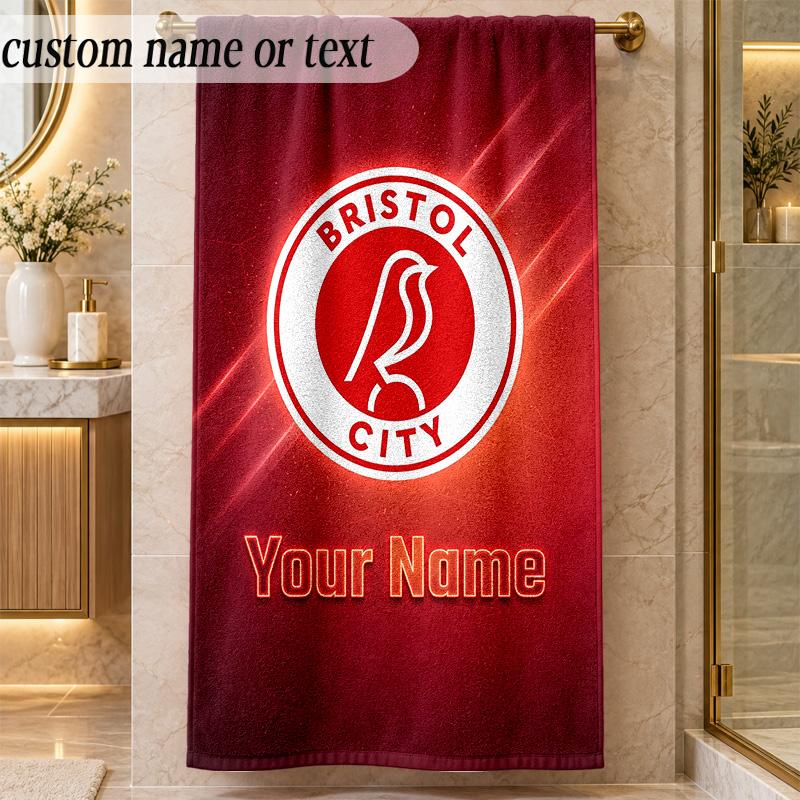 Beach TowelBristol City Custom Name Text Personalized Soft Towel for Beach Pool Indoor Home Decor Gift