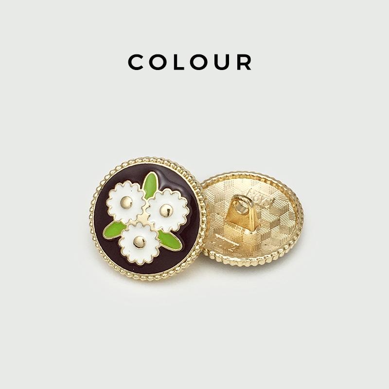 10PCS Of National Style Enamel Colorful Metal Buttons Burnt Blue Palace Oil Square Flower Clothing Button