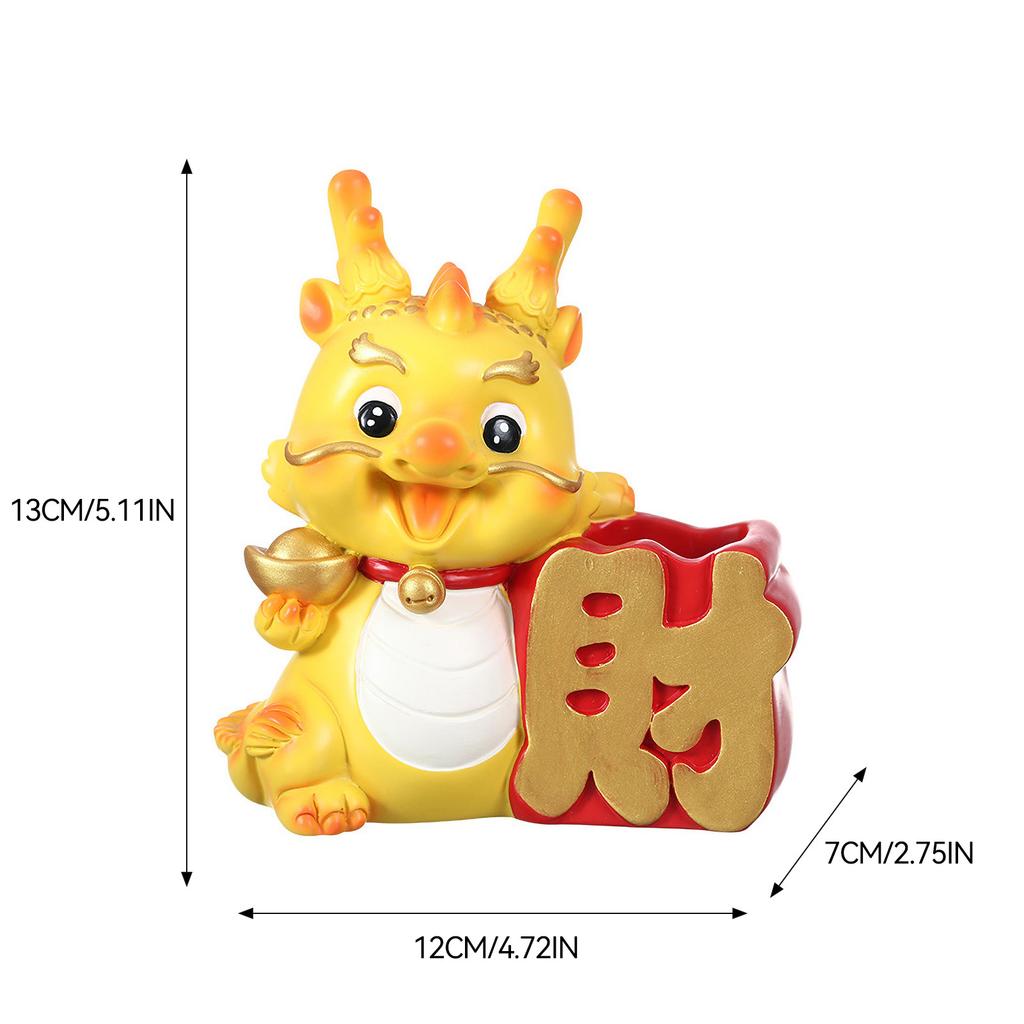 Resin Desktop Decor Delicate New Year Dragon Figurine for Living Room Office Hotel