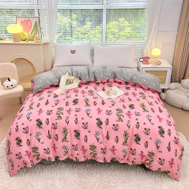1Pc Sweet Red Flowers Duvet Cover Botanical Floral Pattern Comforter Cover Skin-friendly Comfortable Bedding Bedroom Decor