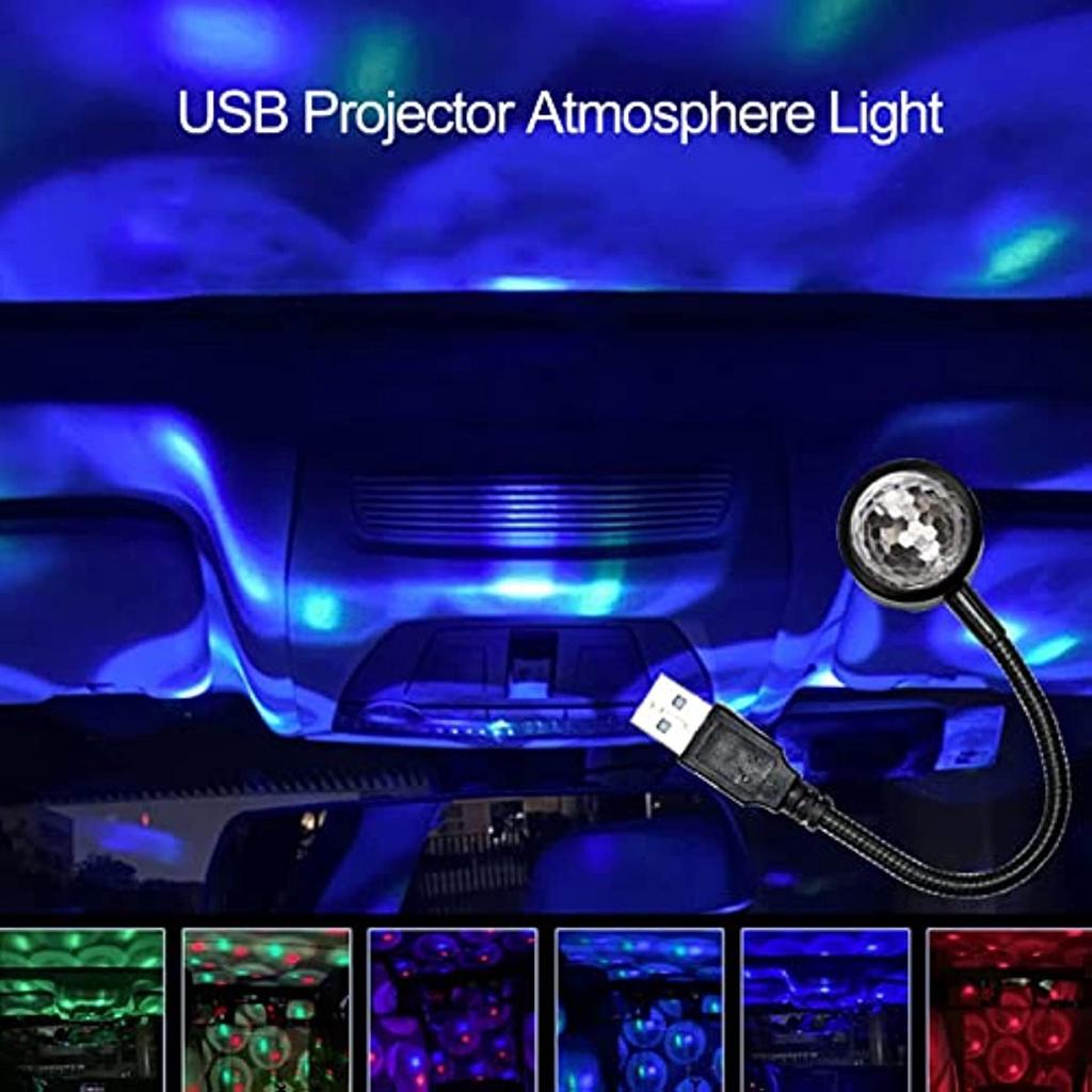 Car Projector Atmosphere Light LED RGB Portable 360° Rotation USB Star Night Light Romantic For Decoration (android Micro)