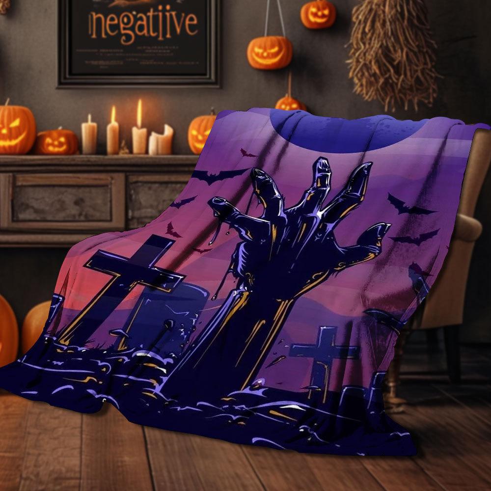 Halloween Blanket Cover Multi-Functional 3D Digital Print Flannel Blankets Universal Blankets Halloween Party Decor S180 70x100cm