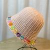 Crochet Bucket Hat with Flower Decals Summer Spring Bucket Hat Crochet Floppy Hat for Adult Teen Hat Knitted Sun Hat