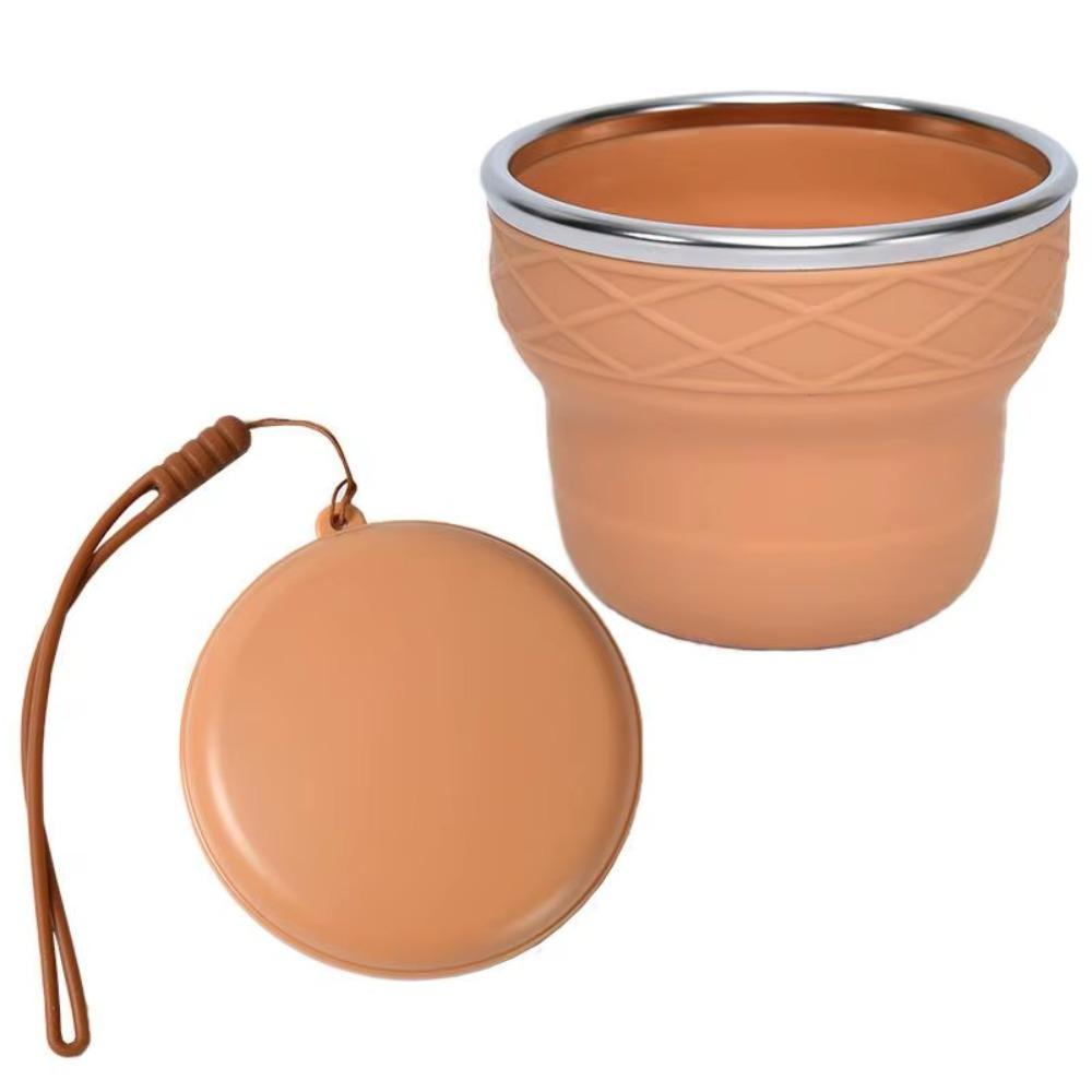 

Easy To Clean Portable Folding Cup 200ml Capacity Travel Collapsible Cup Outdoor Camping коричневый