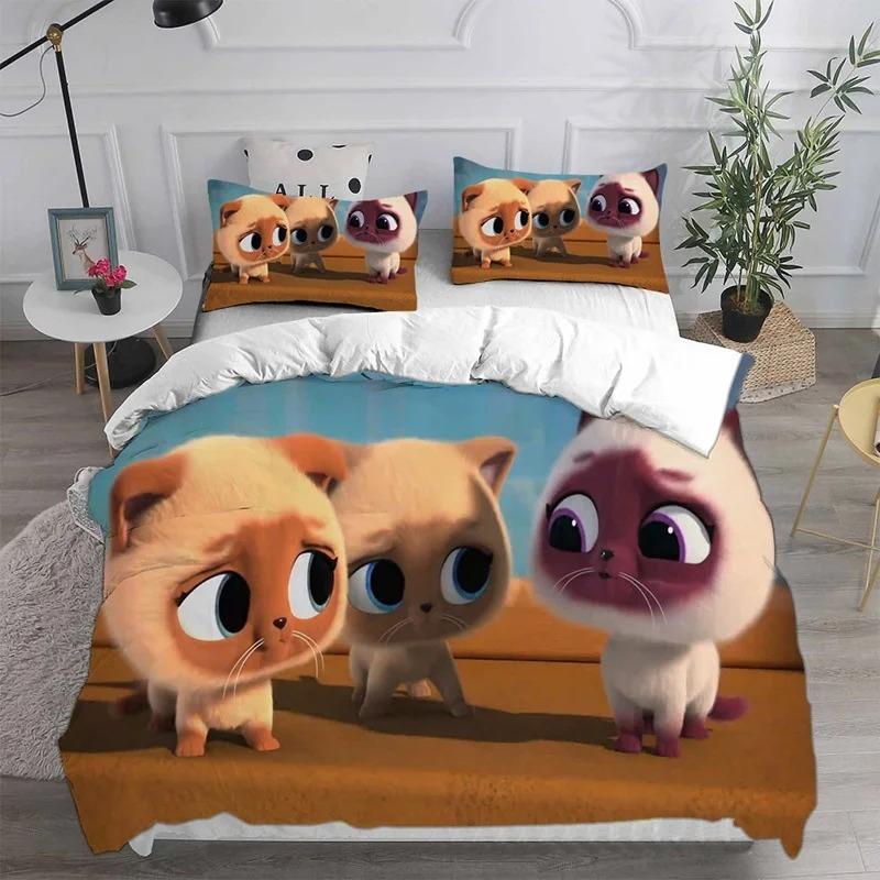 Anime Super Kitties Bedding Sets Comforter Quilt Bed Cover Duvetcover Pillow Case Sets Kids Adult Size  Home Textiles