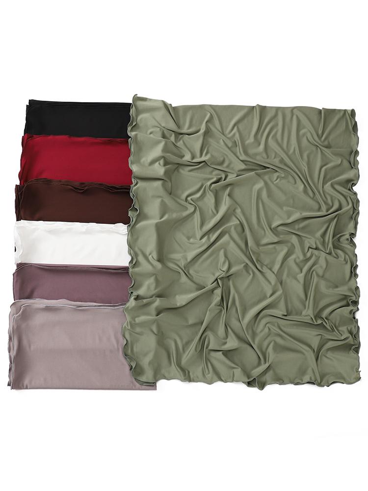 Luxury Wavy Edge Jersey Hijab for Women Solid Color Milk Silk Scarf Headscarf Autumn Shawl Stretchy Chiffon Scarf Ramanda