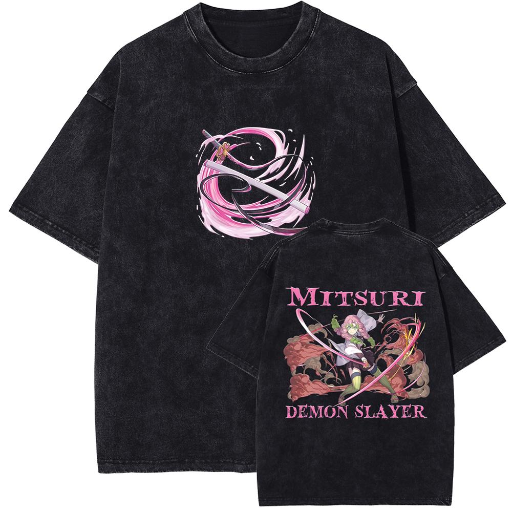 Japan Anime Demon Slayer Kamado Nezuko Graphic Tshirt Men Women Cotton T-shirts Vintage Washed Tee Harajuku Male Casual T Shirt