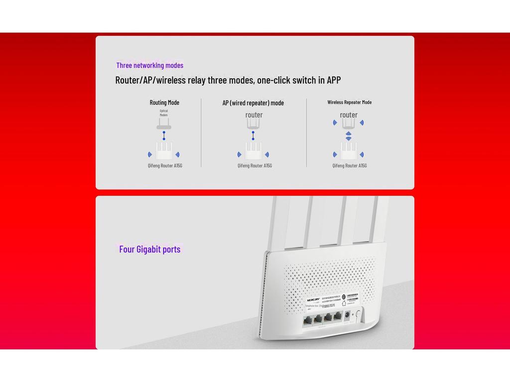 Mercury AX1500 Dual Band Wi-Fi 6 Gigabit Router A15G - Game Ready, IPV6 Compatible
