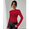 Women Long Sleeve Mesh Top Going Out See Through Tops Casual Mock Neck Slim Fit Solid Shirts
