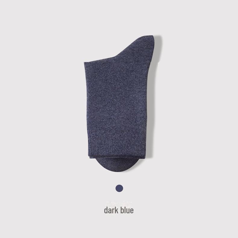 Zhuji Men's Cotton Socks - Autumn/Winter Deodorant, Sweat-Absorbent, Solid Color, Mid- and Long-Tube Styles.