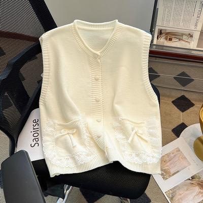Süßer Stil Spitze Spitze Tasche Strickweste Frühling Neu Altersreduzierend Nische Persönlichkeit Vielseitiges Oberteil für Damen