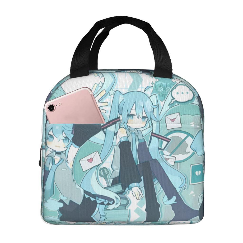 Custom Hatsunes Anime Mikus Insulated Lunch Bag for Camping Travel Manga Waterproof Thermal Cooler Lunch Box Men Women