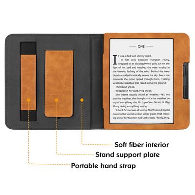 For Kobo Libra 2 N418 Tablet Case Auto Wake/Sleep PU Leather E-Reader Cover with Hand Strap,Kickstand
