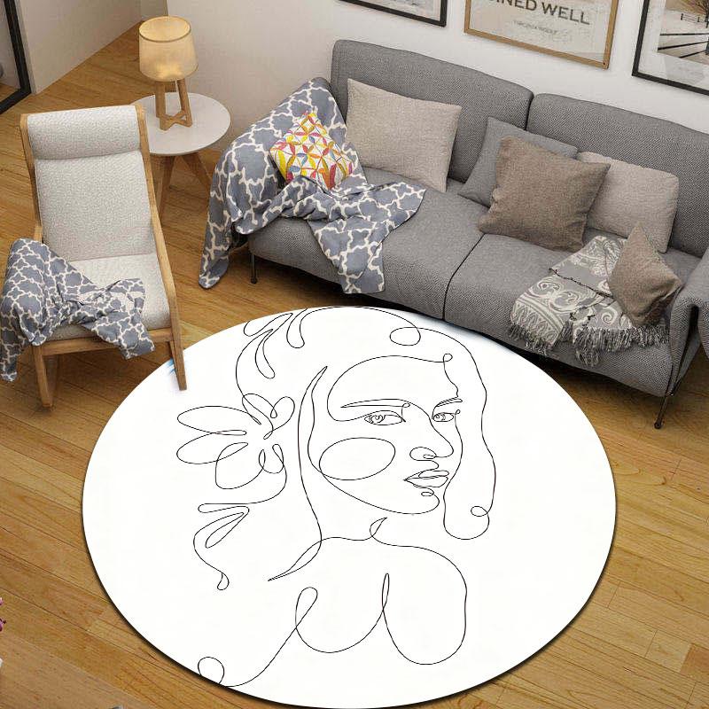 Modern Round Gothic Multicolor Carpet, Non-Slip Floor Mat for Dining Room