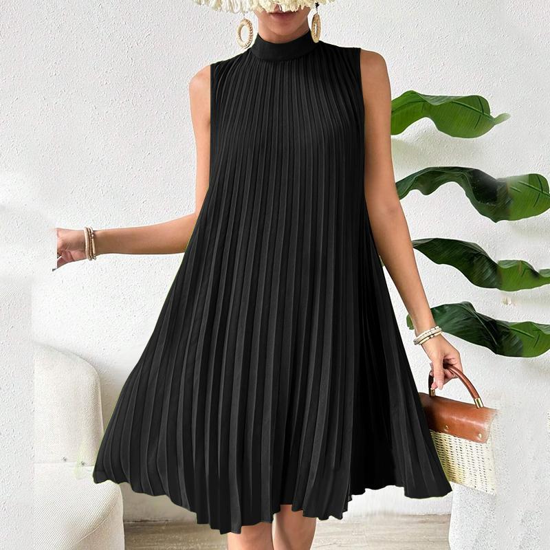 ZANZEA Women Summer Stand Neck Casual Sleeveless Short Dress