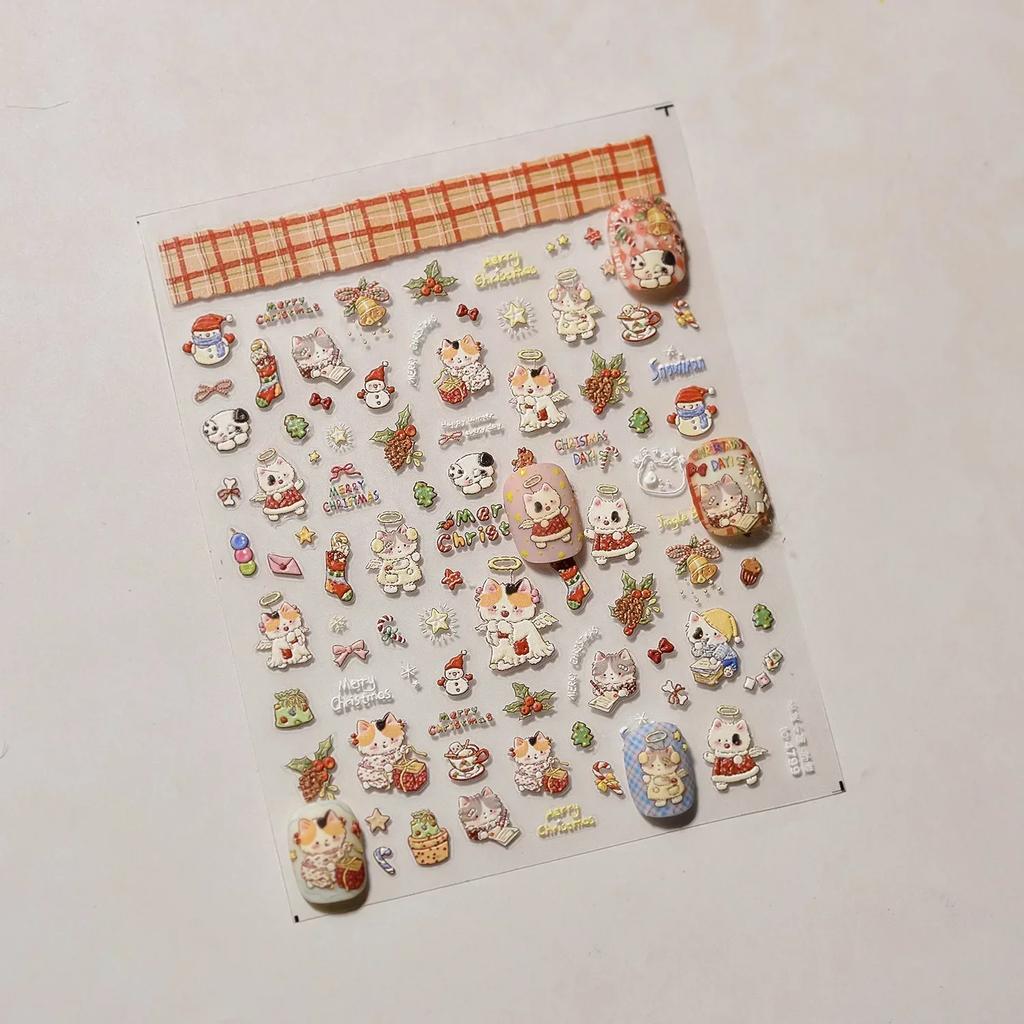 5D Pudding Jelly Dessert Fruit Cherry Pink Claw Print Bowknot Tie Knot Love Heart Stars Nail Art Sticker Adhesive Manicure Decal