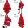 Elegant Gothic Red Riding Hood Cape Costume With Lace Up Details For Women And Girls