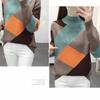 Women's Half Turtleneck Sweater Fall Winter Loose Knit Sweater Top Color-blocked Pullover Knit Jumper Outerwear