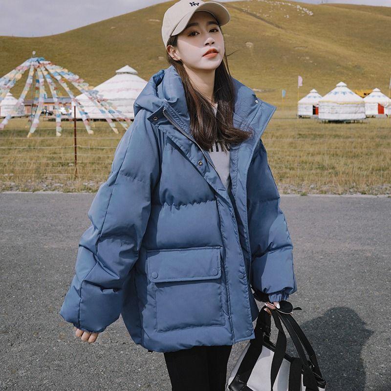 Down Cotton-padded Coat, Women's Short Korean Style Loose Winter Coat, Thickened Cotton-padded Jacket, Bread Coat
