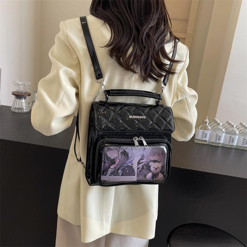 Embroidered Women's Backpack  New Versatile Backpack Single Shoulder Crossbody Bag Casual Transparent