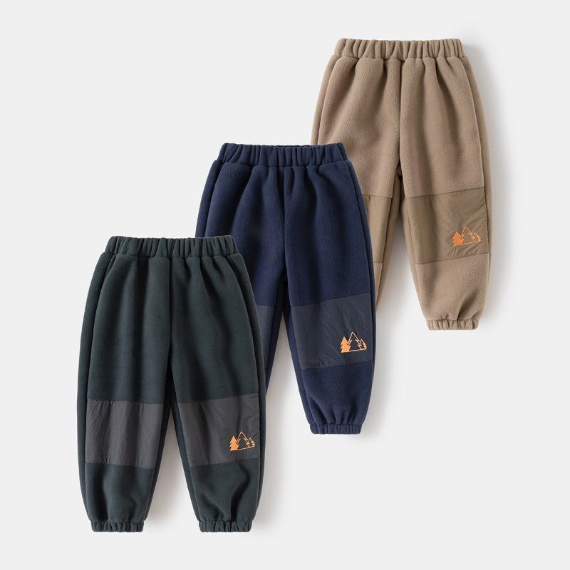 Children's pants thickened boys' casual pants fleece boys' going out warm leggings baby autumn and winter children's pants