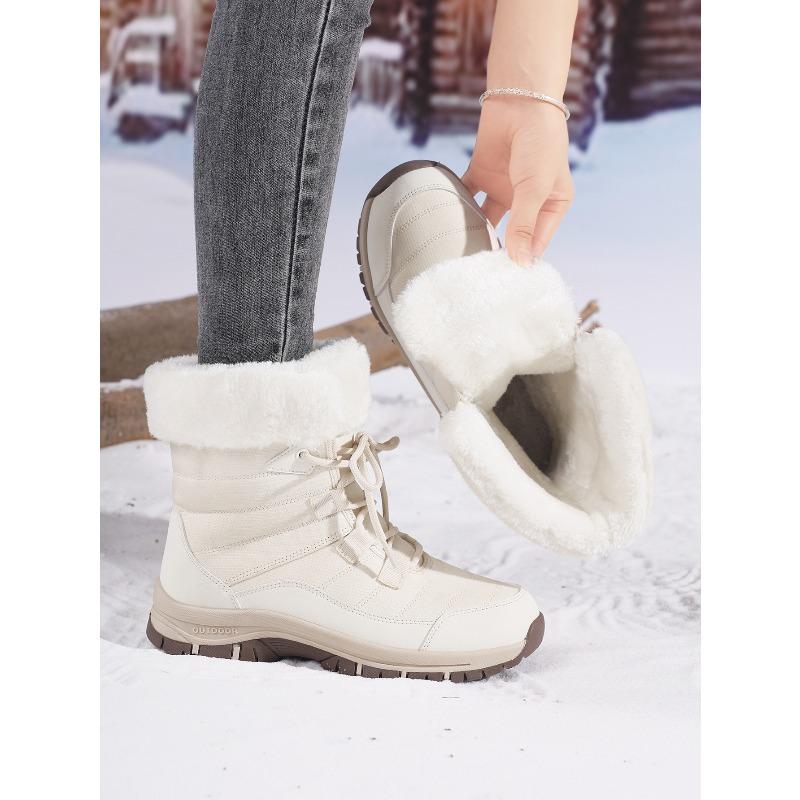 Waterproof Snow Boot Women's Plush Cotton Shoes Ladies Warm  High-top Boots Winter Outdoor Sneakers for Trekking Hiking