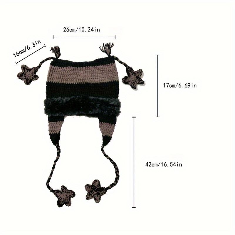 Soft Thick Unisex Warm Knitted Hat, Faux Fur Lined Winter Beanie With Stylish Ear Flaps & Tassels For Cold Weather Outdoor Use