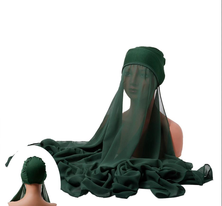 Ramadan Instant Hijabs Chiffon Hijab Scarf With Jersey Caps Bonnet Brand Design Muslim Scarf Women Islamic Underscarf Hijabs
