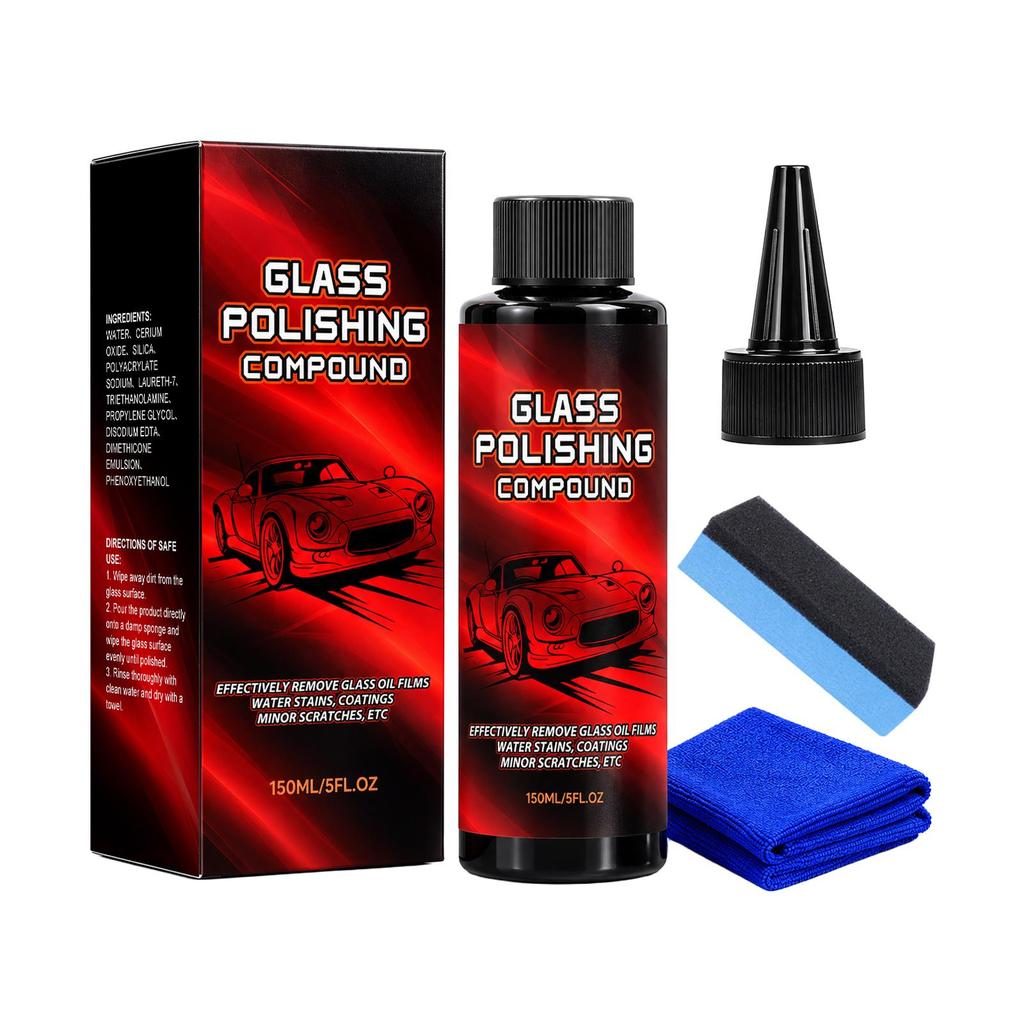 Glass Polishing Agent - Oil Film and Water Spot Cleaner for Brightening and Clarifying Glass, Suitable for Automotive DIY and Car Cleaning.