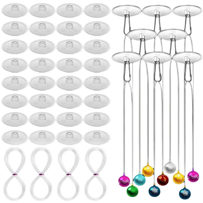 120 Pack Self Adhesive Ceiling Hooks For Hanging Round Hanging Clips With Clear Wire Self Adhesive Sticky Wall Hook