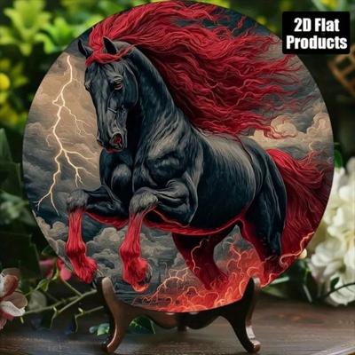 Vintage Black Horse Metal Wall Poster for Living Room