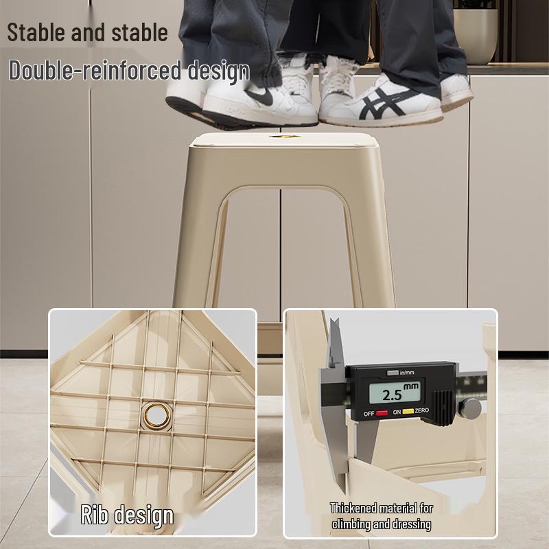 Stackable Non-Slip Sturdy Plastic Square Stool for Home, Kitchen, Dining