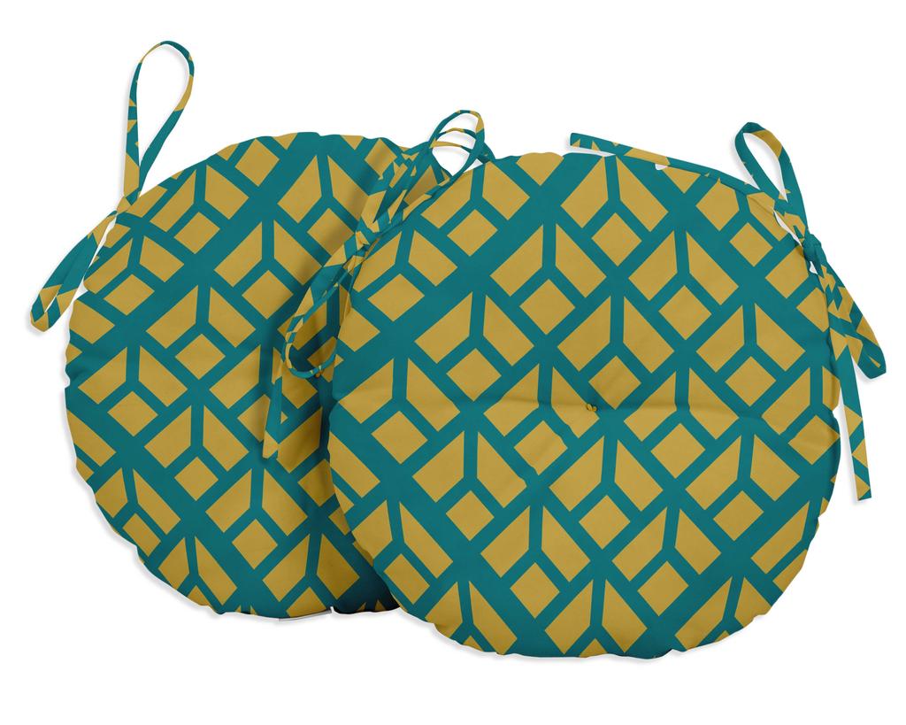 Vargottam Indoor Outdoor Round Bistro Chair Cushions Block Print 15-Inch Bistro Chair Pads Waterproof Seat Chair Cushion For Home