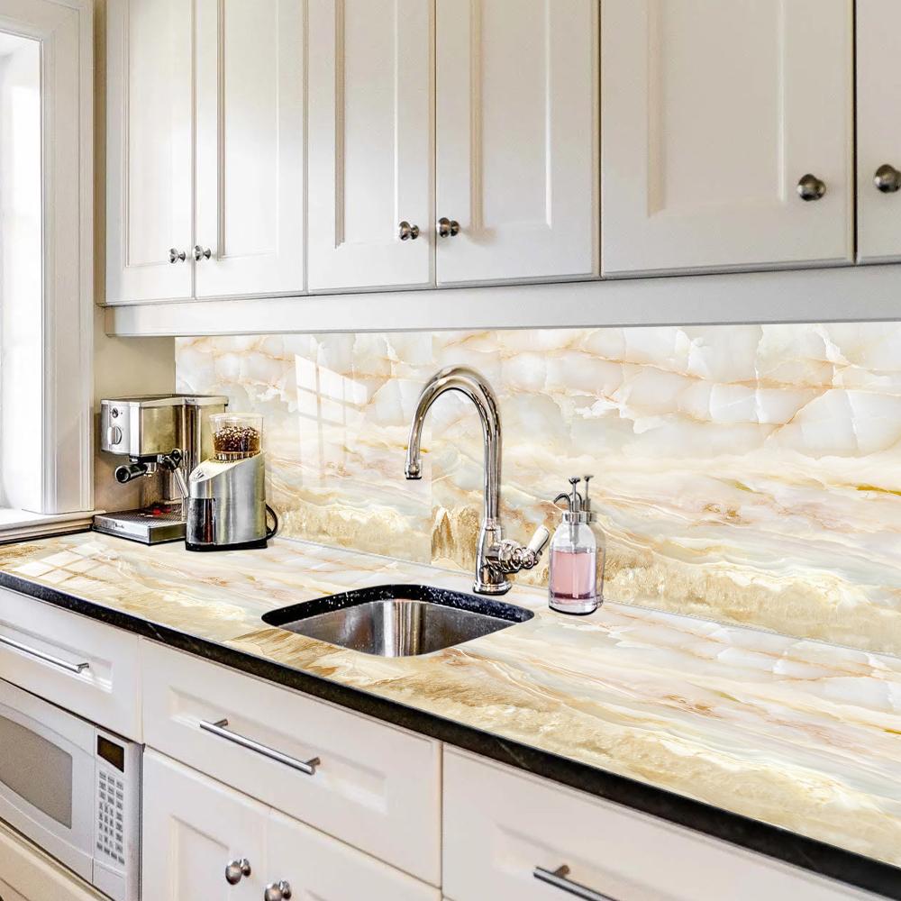 15 stilar vit marmormönster tapeter Köksskrivbord Garderob Heminredning Peel & Stick Vattentät Oljetät konstväggklistermärke