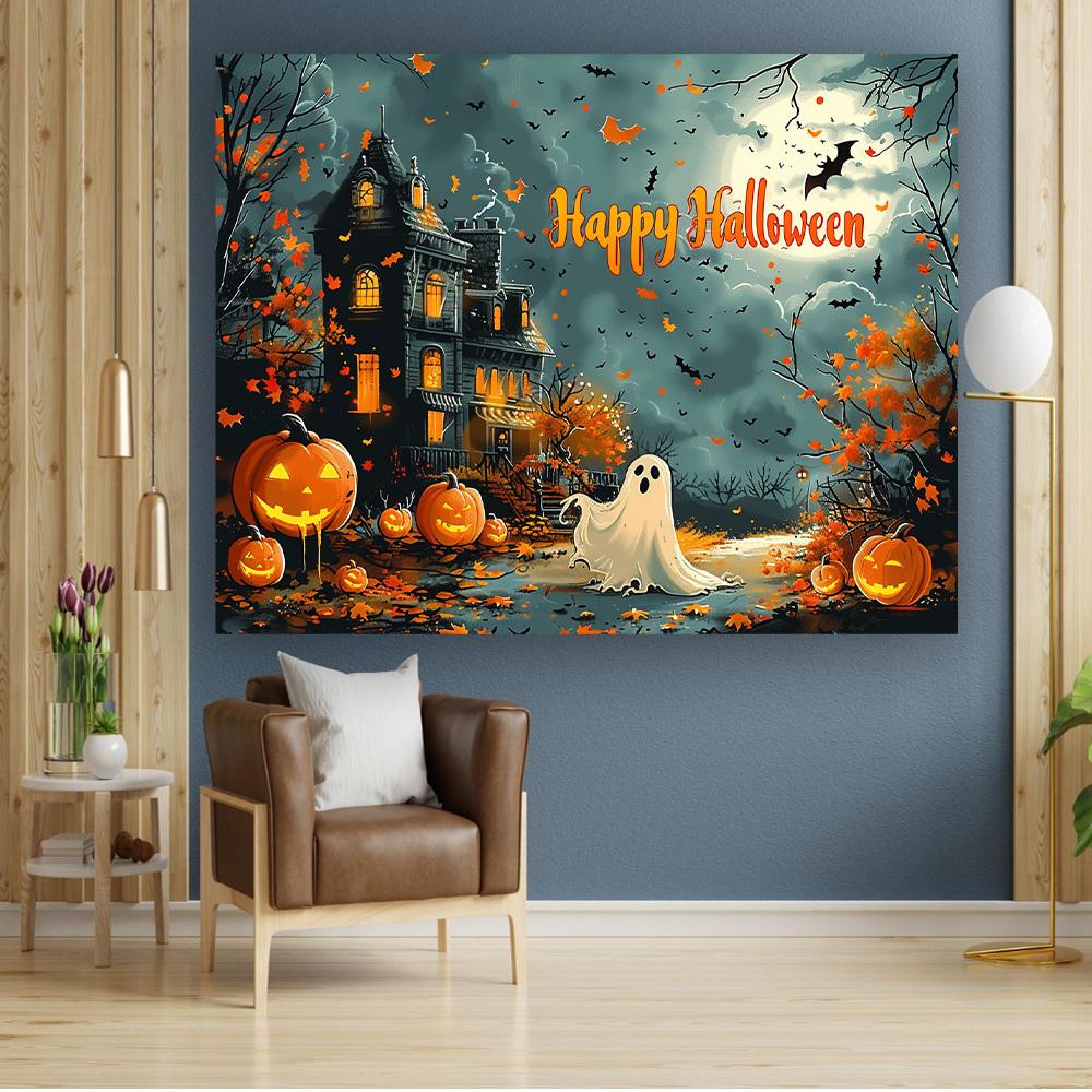 1pc2D flat Halloween banner background cloth for photography, birthday party decoration, no power required——sym
