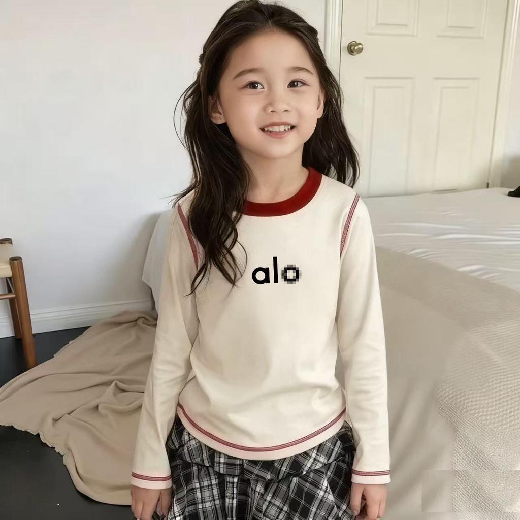 Trendy Brand Girls' Cotton Long Sleeve T-shirt, 2025 Spring/Autumn Korean Style, Children's Round Neck Top
