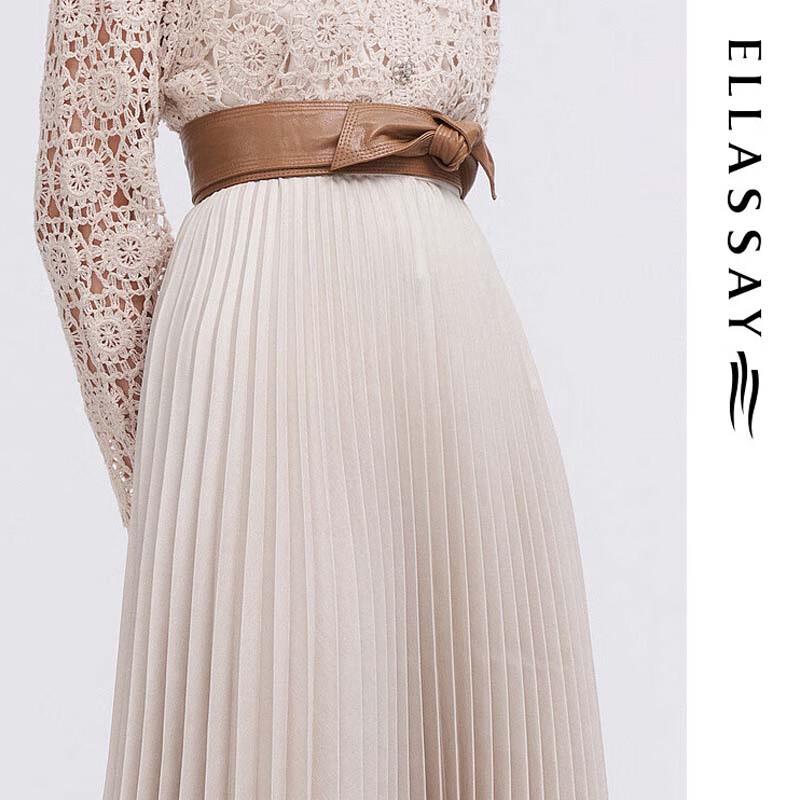 ELLASSAY Women's High-Waist Irregular Pleated Midi Skirt
