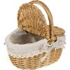 Oval Wicker Picnic Basket 1pc Fruit Vegetable Storage Basket Wicker Weaving Camping Picnic with Double Lid Linen Cotton Cloth Lining for Storage and