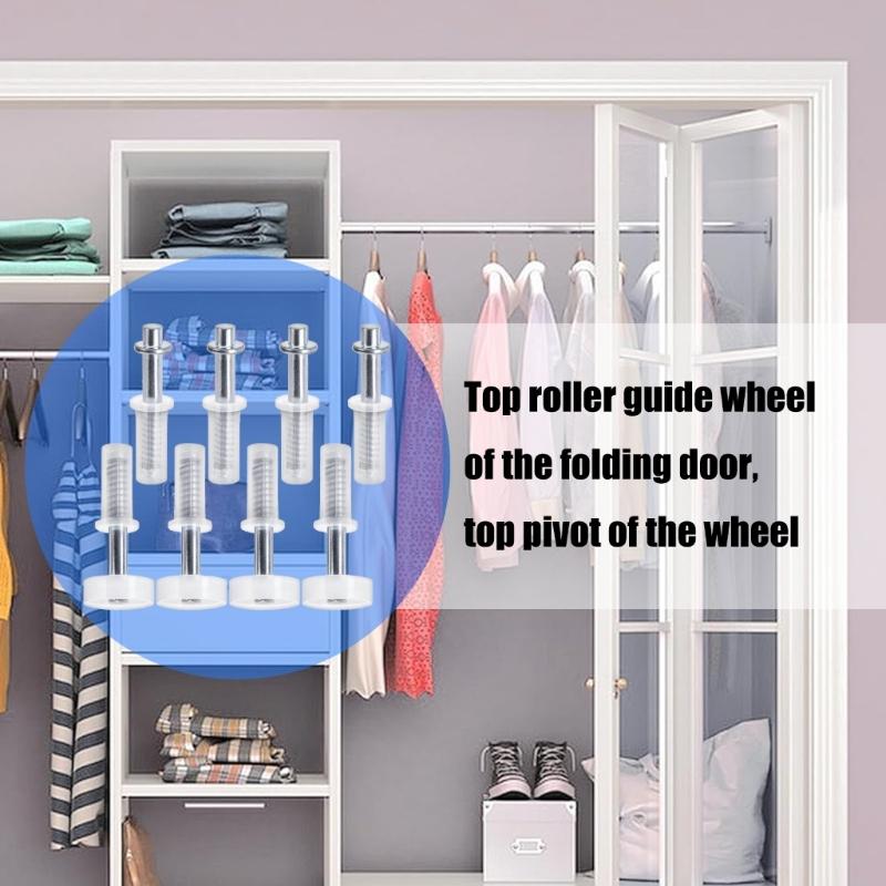 8Pcs Pivots Hinge Top Guide Wheel Spring Loaded Bifold Door Hardware Kits Bifold Closet Door Repair Kits Enduring