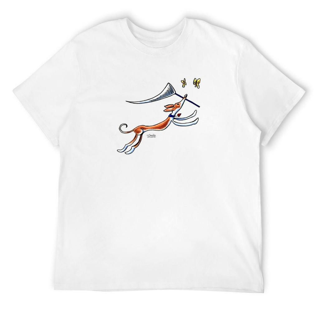 Ibizan Hound Butterflies T-Shirt Vintage Anime Shirt Man Clothes Customizeds Sweat Mens T Shirts Casual Stylish