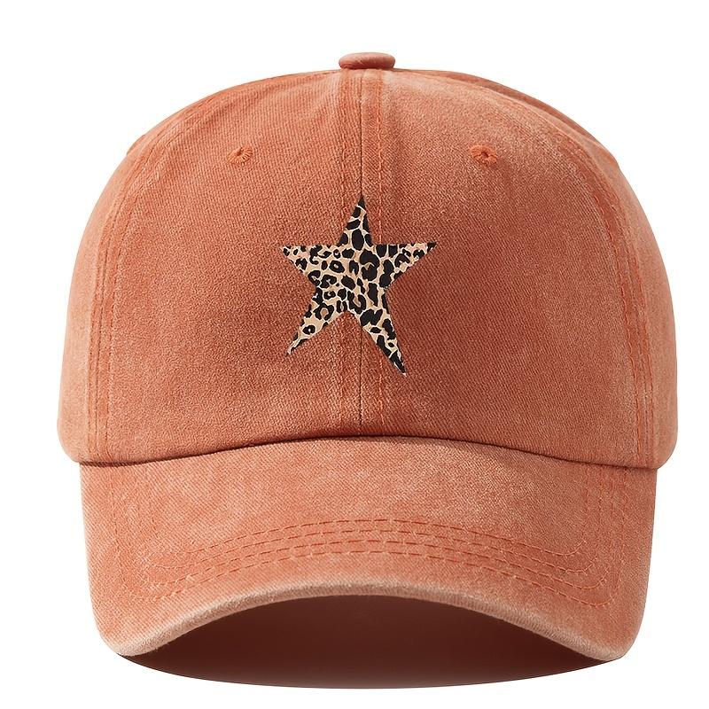 

Retro imitation baseball cap with leopard print star design for leisure outdoor travel, fishing, and hiking Adjustable
