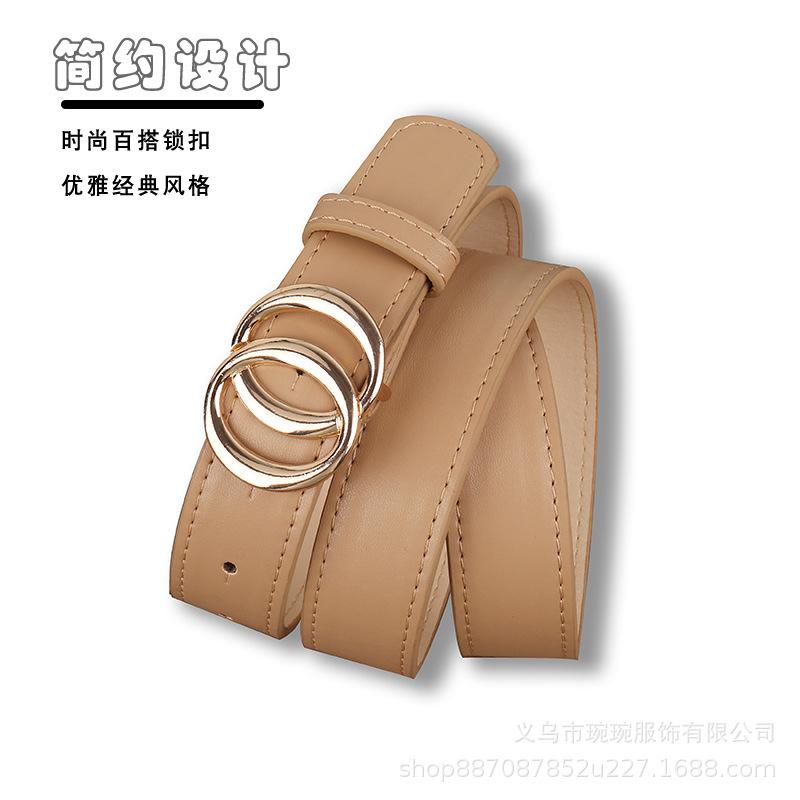 Fashion Double Ring Buckle Belt Personalized Women's Simple Belt Versatile Thin Wear Xiaohongshu